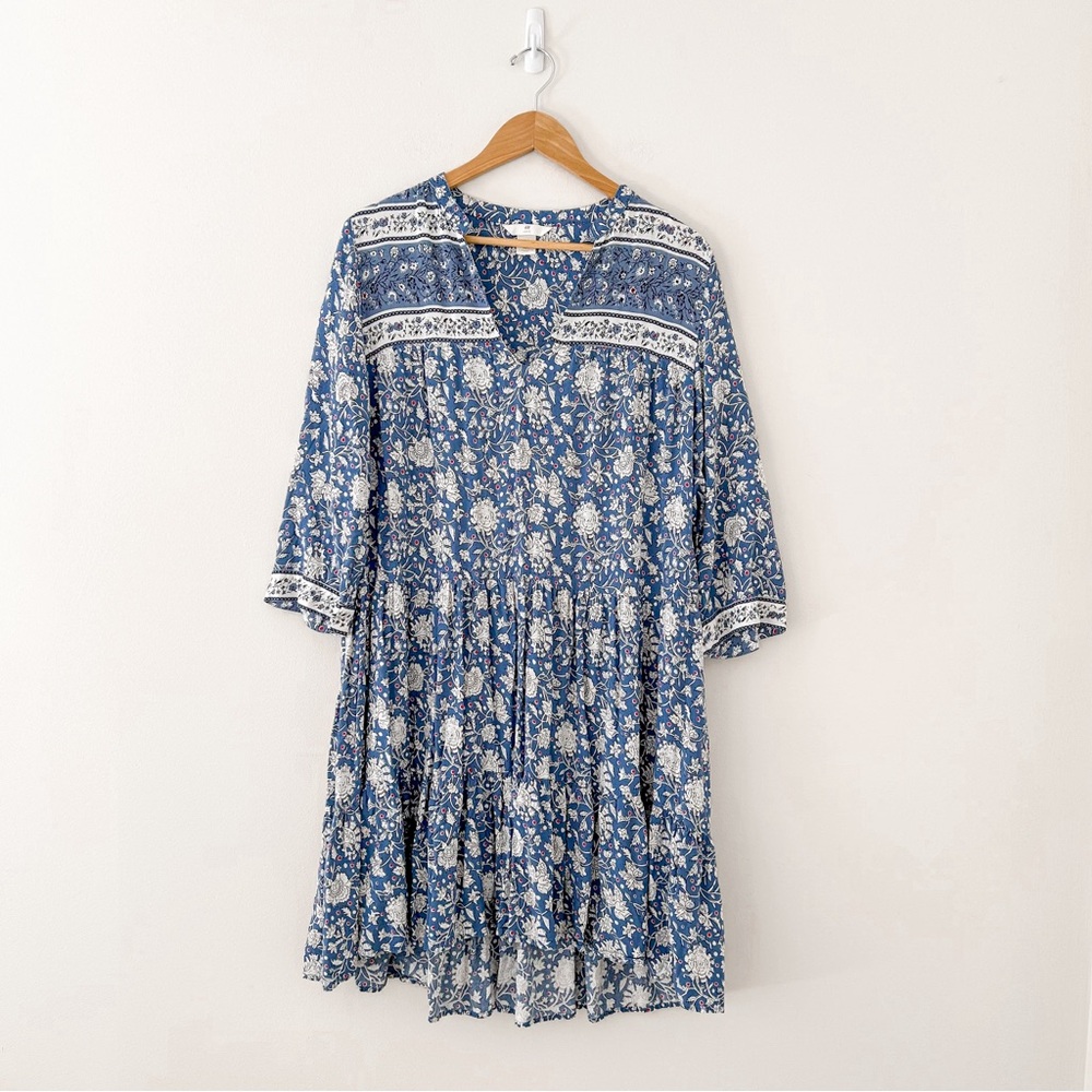 H&M L.O.G.G. Women’s Blue Floral Boho Peasant Dress Size 6